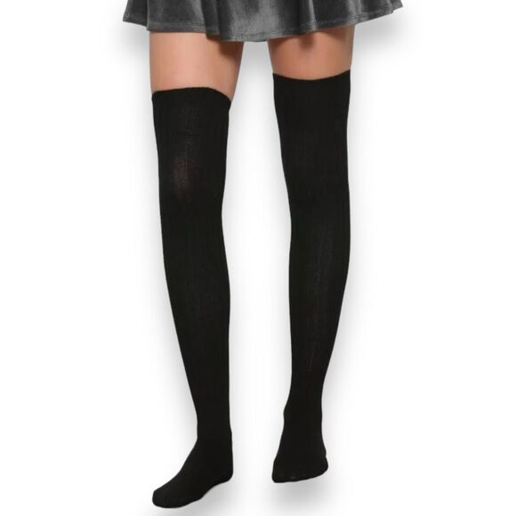 Black Over The Knee Stocking Socks -NEW - Picture 1 of 4